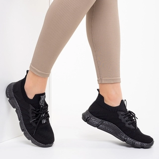 Black Friday - Kedvezmények Daissy fekete női sportcipő, textil anyagból készült Promóció