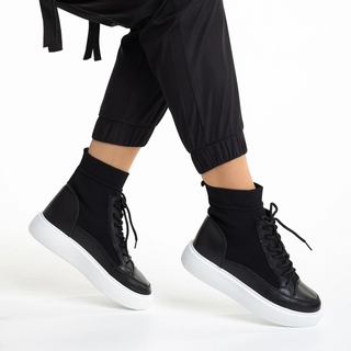 Black Friday - Kedvezmények Bellini fekete női tornacipő, műbőrből és textil anyagból készült Promóció