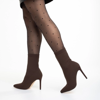Nagy téli leárazás - Kedvezmények Alaina barna női bokacsizma, textil anyagból készült Promóció