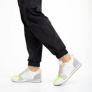 Black Friday - Kedvezmények Clarita fehér és zöld női sportcipő, műbőrből és textil anyagból Promóció