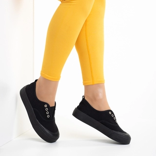 Black Friday - Kedvezmények Alessa fekete női tornacipő, textil anyagból készült Promóció