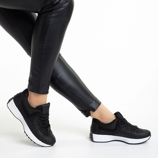 Black Friday - Kedvezmények Renise fekete női sportcipő, textil anyagból készült Promóció