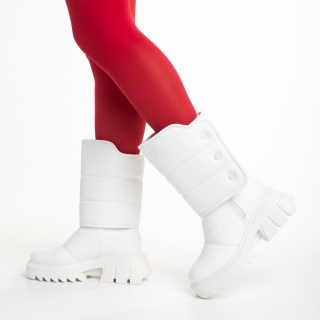 Nagy téli leárazás - Kedvezmények Candra fehér női csizma, műbőrből készült Promóció