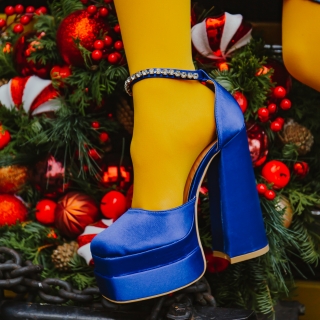 A kedvezmények lavinája - Kedvezmények Amyra kék női cipő, textil anyagból készült Promóció