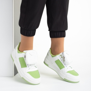 Spring Sale - Kedvezmények Inola fehér és zöld női sportcipő, műbőrből készült Promóció