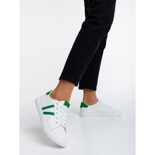 Spring Sale - Kedvezmények Virva fehér és zöld női sport cipő ökológiai bőrből Promóció