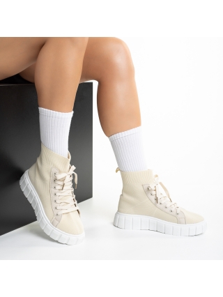 Super Love Sale - Kedvezmények Indya világos bézs női sportcipő, textil anyagból készült Promóció