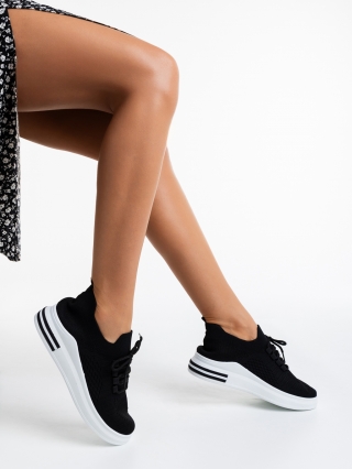 Super Love Sale - Kedvezmények Sumaya fekete női sport cipő textil anyagból Promóció