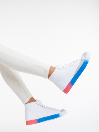 Big Winter Sale - Kedvezmények Kianna fehér és kék, női sport cipő,  ökológiai bőrből Promóció