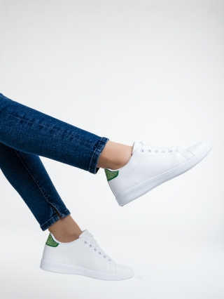 Love Sales - Kedvezmények Liane fehér és zöld női sport cipő ökológiai bőrből Promóció
