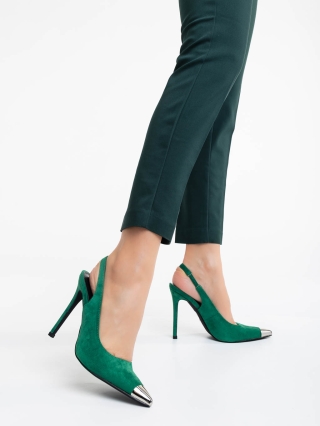 Easter Sale - Kedvezmények Modesty zöld női magassarkú cipő textil anyagból Promóció