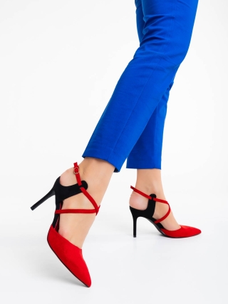 Easter Sale - Kedvezmények Saleena piros női  magassarkú cipő textil anyagból Promóció