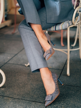 Super Love Sale - Kedvezmények Elsabeth kék női magassarkú cipő textil anyagból Promóció