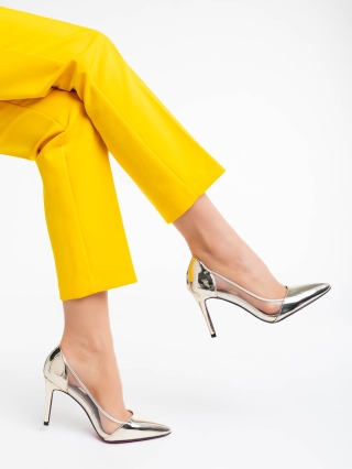 Easter Sale - Kedvezmények Ambar aranyszínű női cipő lakkozott ökológiai bőrből Promóció
