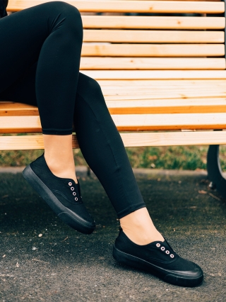 Spring Sale - Kedvezmények Alessa fekete női tornacipő, textil anyagból készült Promóció