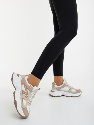 Super Love Sale - Kedvezmények Nuzia bézs női sportcipő ökológiai bőrből és textil anyagból Promóció