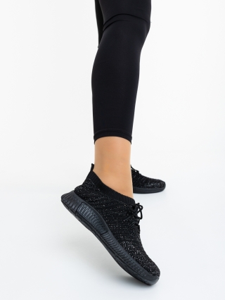 Super Love Sale - Kedvezmények Alenia fekete női sportcipő ezüstszinű betétekkel textil anyagból Promóció