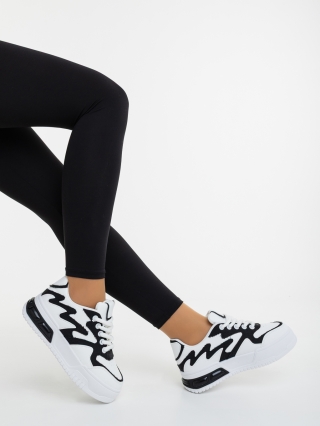 Super Love Sale - Kedvezmények Sindria fekete fehér női sportcipő ökológiai bőrből és textil anyagból Promóció